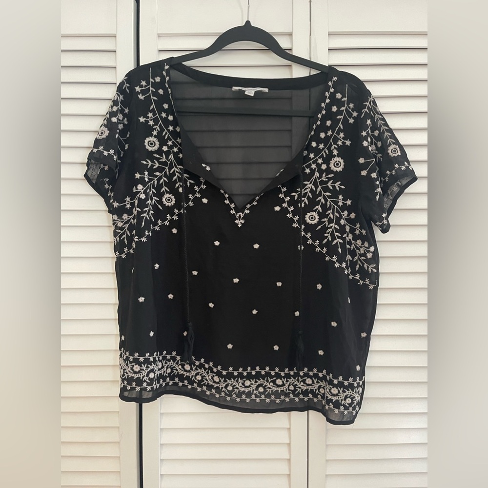 American Eagle Embroidered Sheer Top